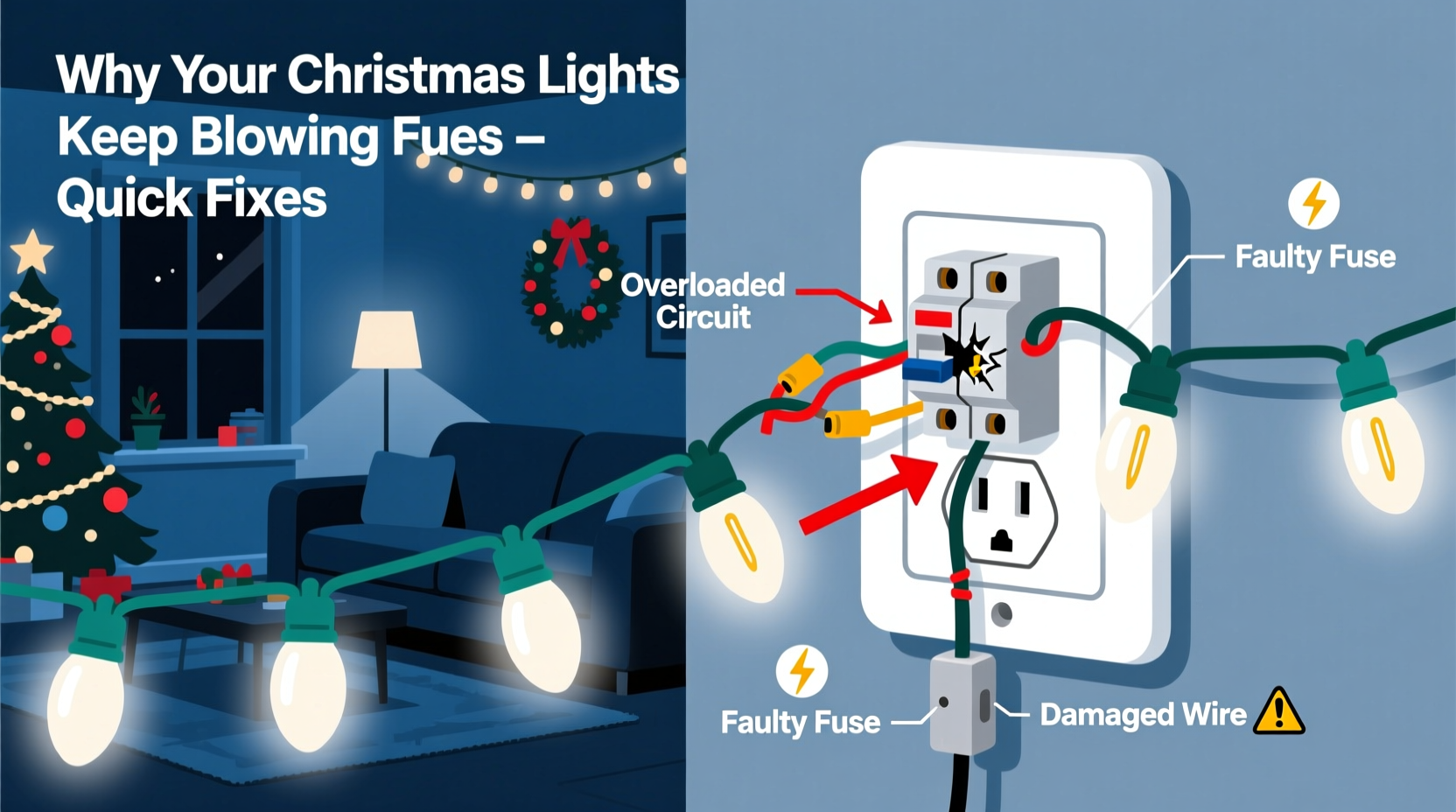 why does my christmas light strand keep blowing fuses troubleshooting tips