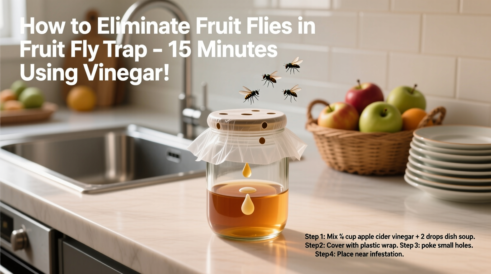 how to get rid of fruit flies in the kitchen fast using vinegar