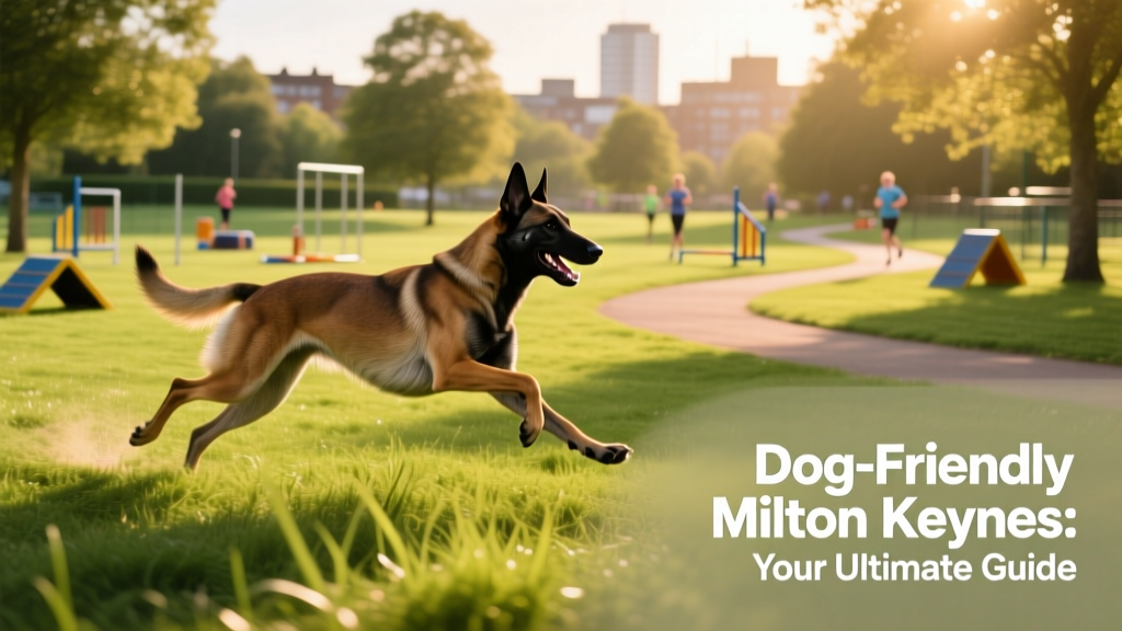 a Belgian Malinois running through a dog-friendly park in Milton Keynes