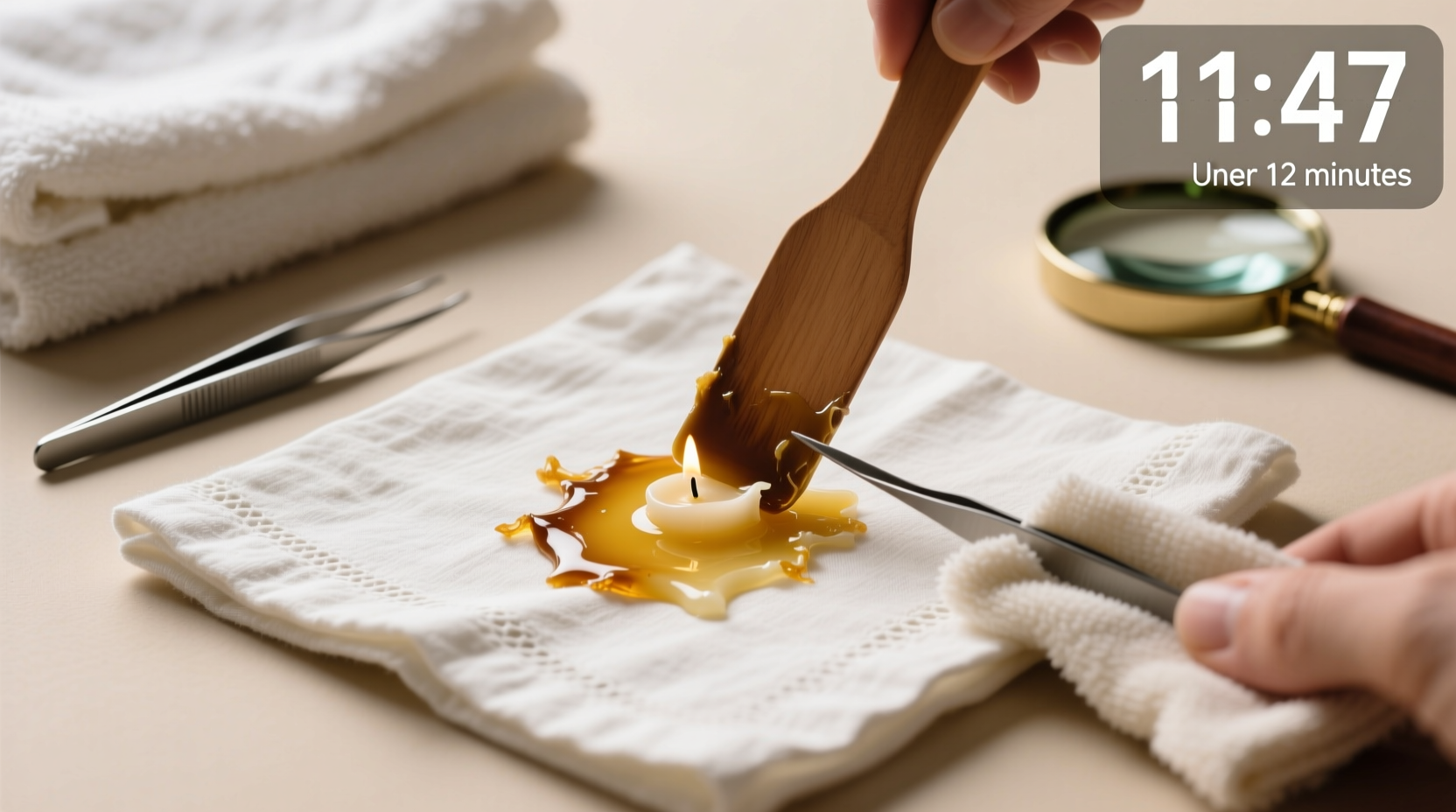 remove candle wax from linen napkins