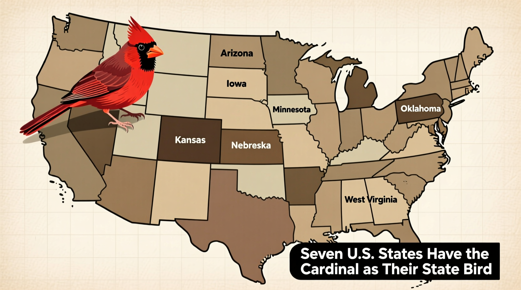 how many states have the cardinal as their state bird