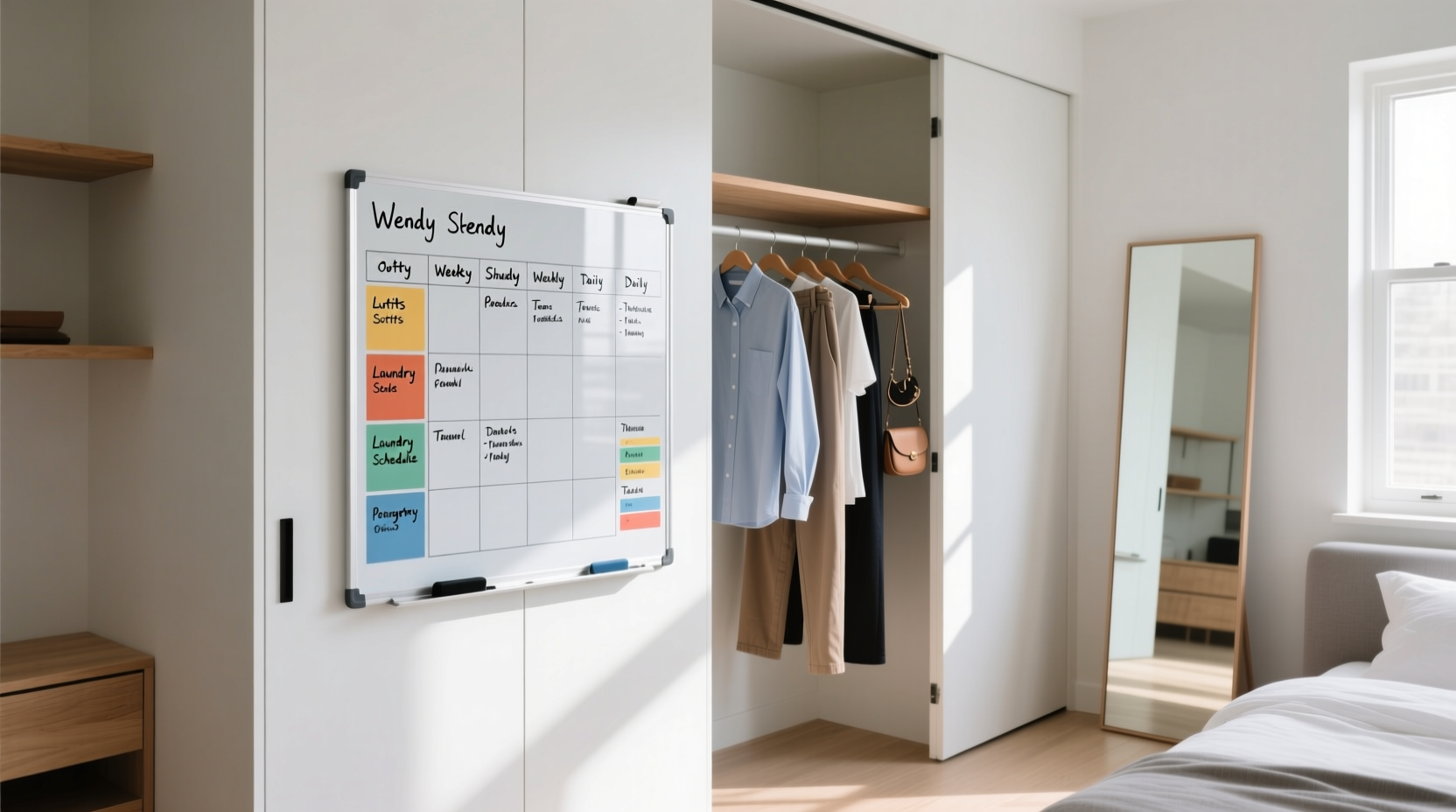 whiteboard planner for closet organization