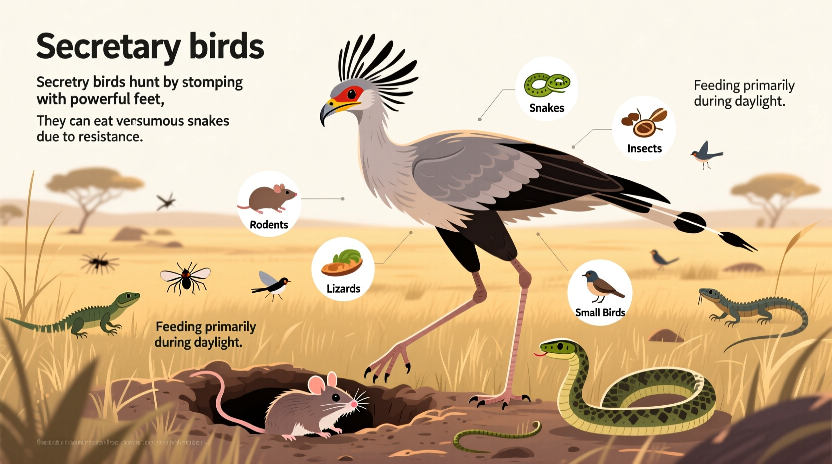 what do secretary birds eat