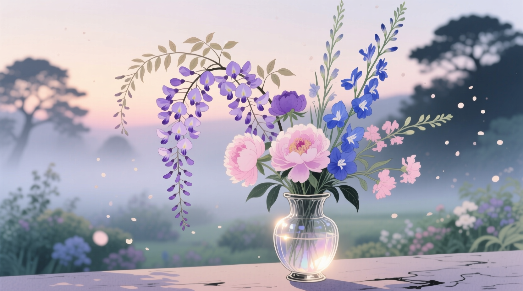 purple pink blue flowers