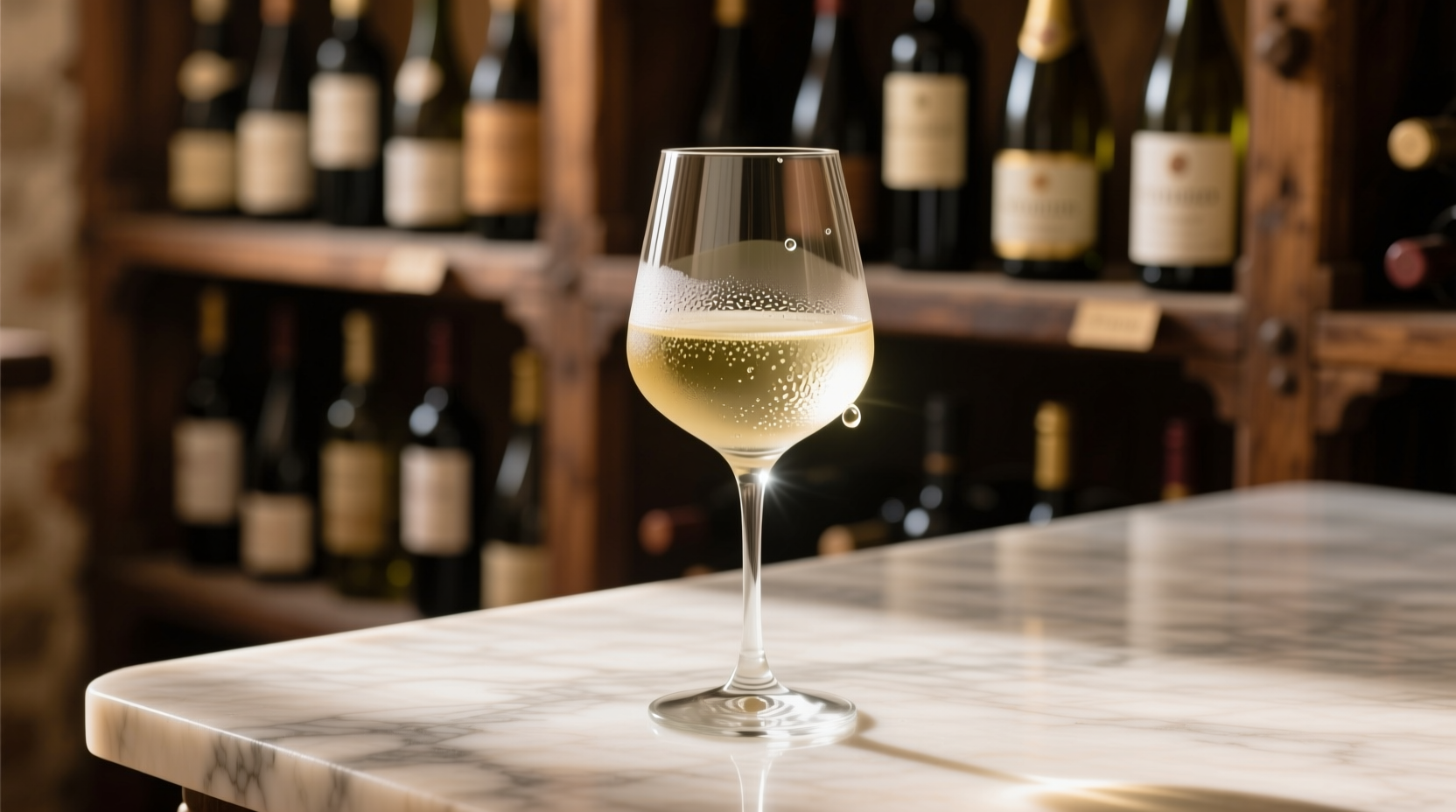Glass of pale straw-colored Pinot Grigio wine