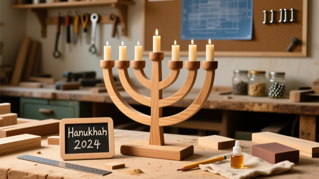 DIY Wooden Menorah Display Stand for Hanukkah