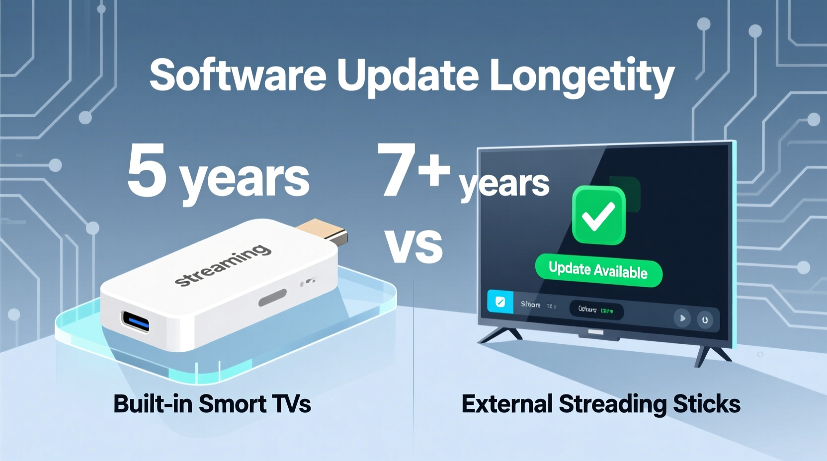streaming sticks vs smart tv built ins which updates software longer