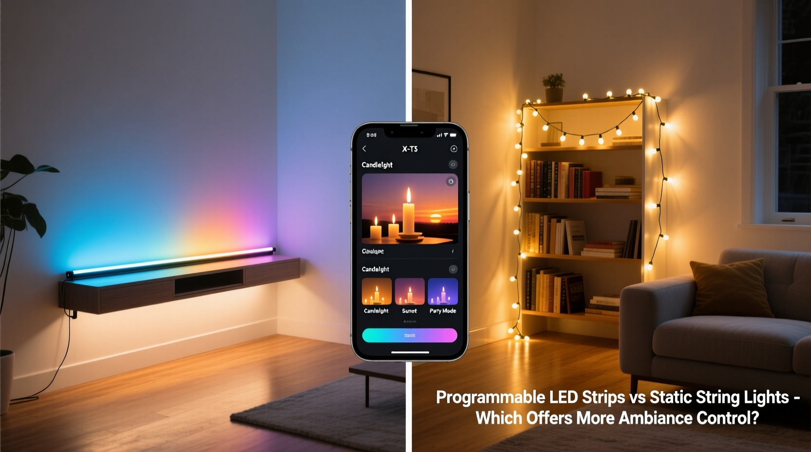 programmable led strips vs static string lights which gives you more control over ambiance