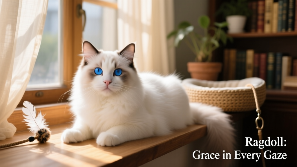 white ragdoll cat with blue eyes