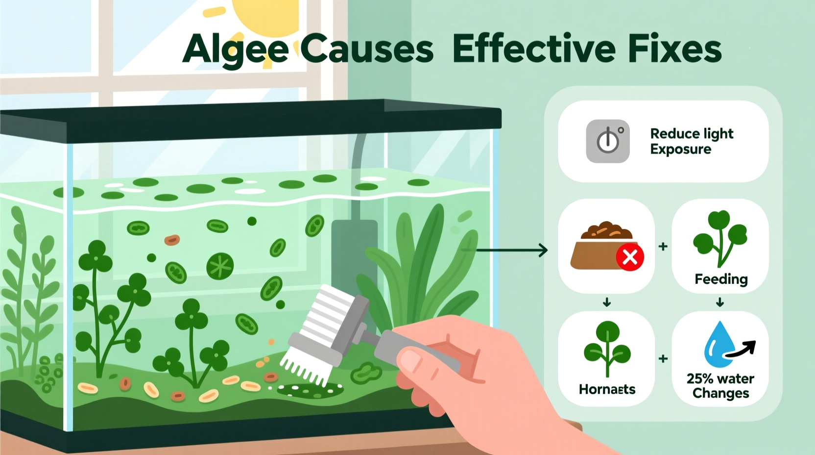why does my aquarium water turn green algae causes and fixes