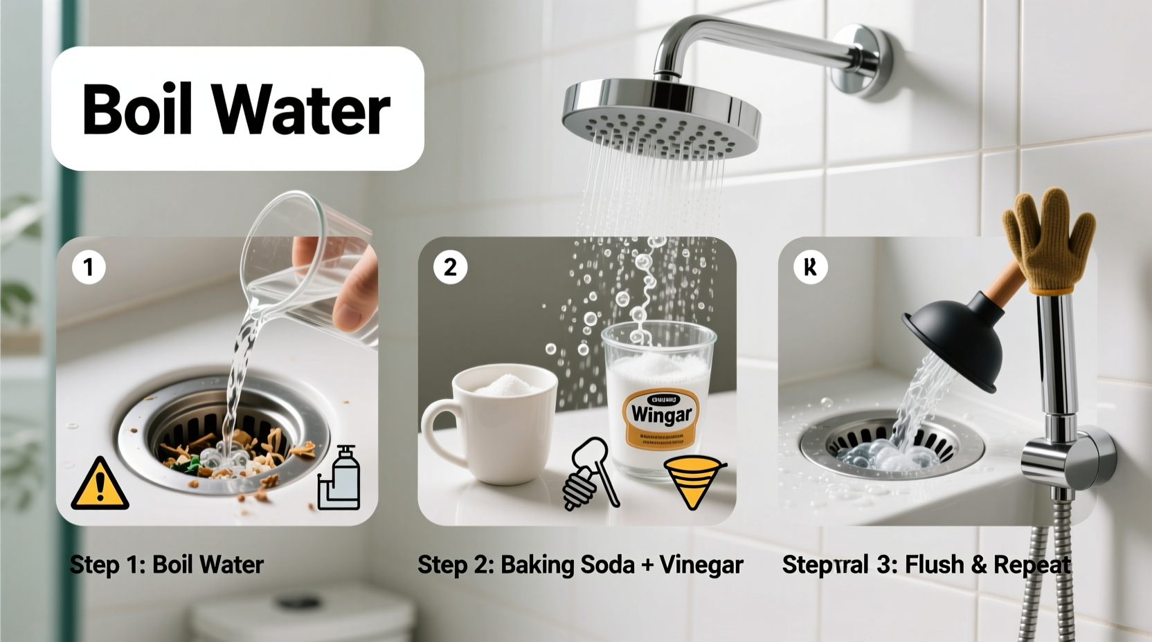 how to unclog a shower drain naturally without calling a plumber