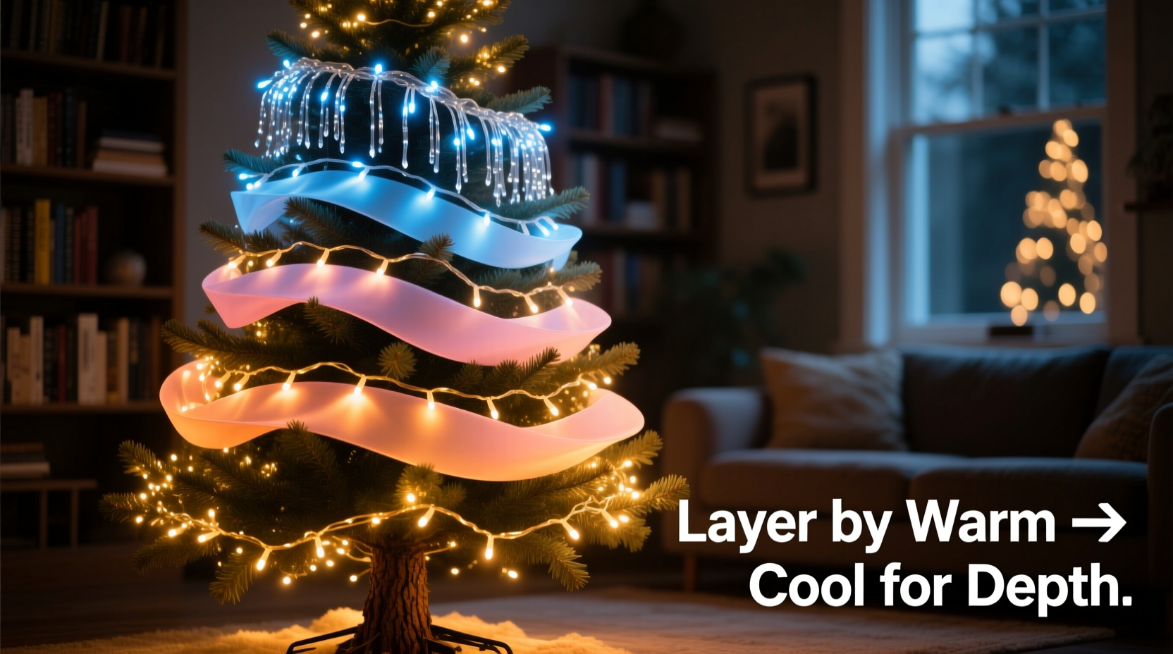 how to layer christmas light colors for depth instead of a flat look