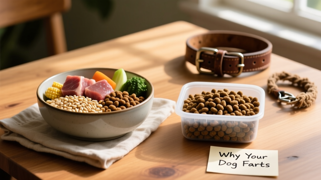 Side-by-side comparison of high-quality dog food versus low-quality kibble with visible fillers and legumes