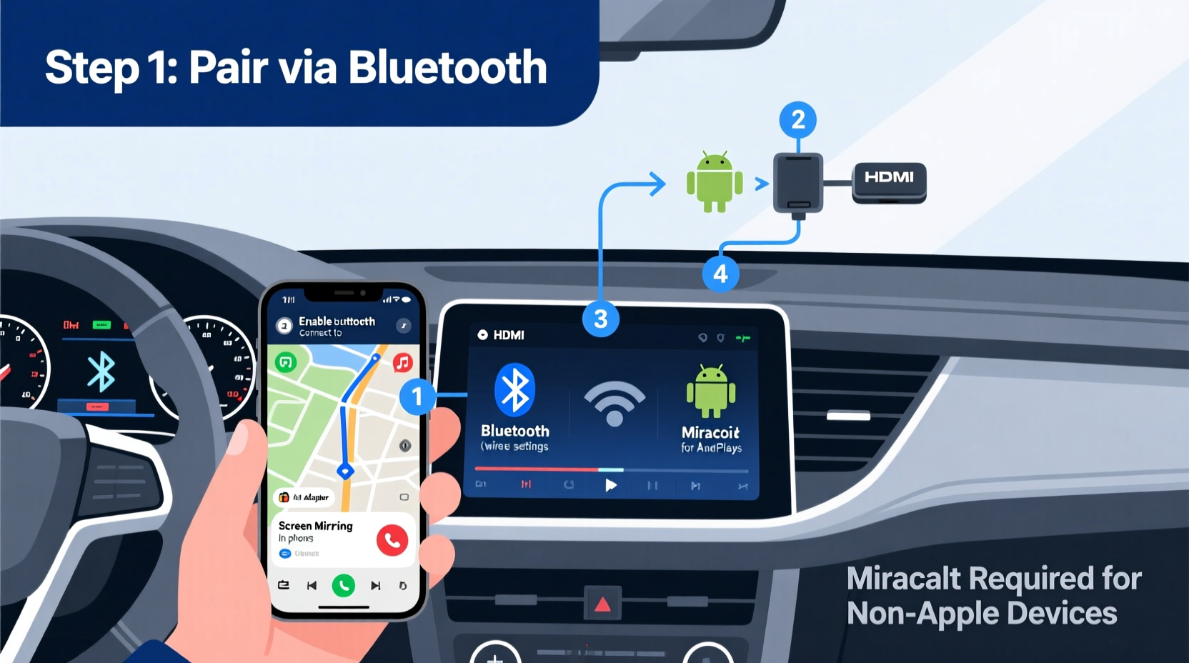 how to mirror phone to car display without android auto or carplay