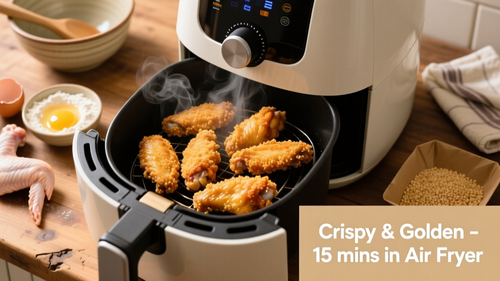 Crispy Frozen Breaded Chicken Wings in Air Fryer