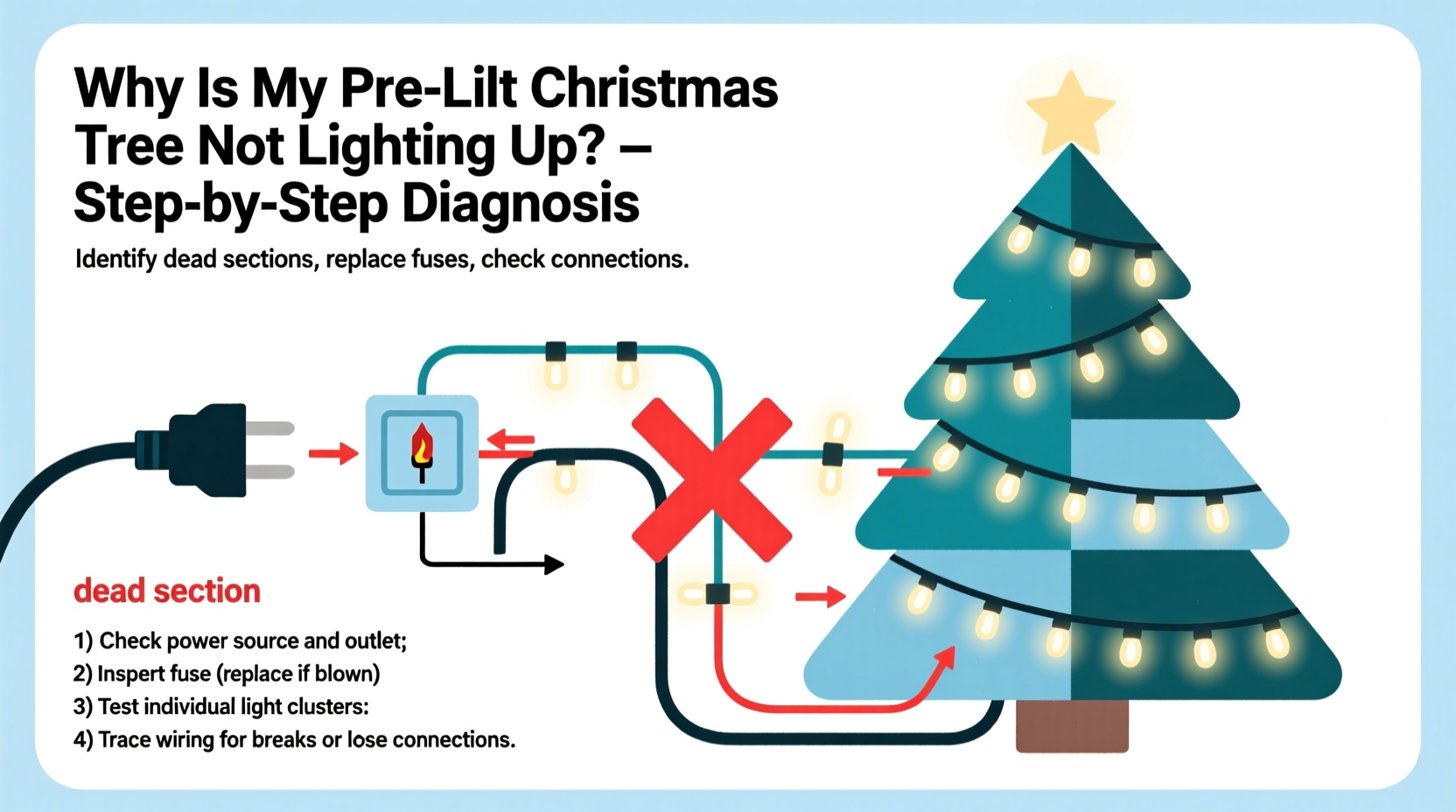 why is my pre lit christmas tree not lighting up how to diagnose dead sections