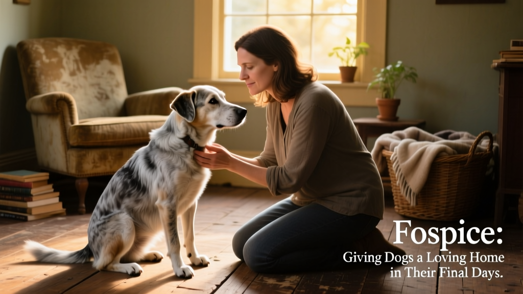 Kristin gently holding Nacho’s paw while looking into his eyes, both relaxed and connected