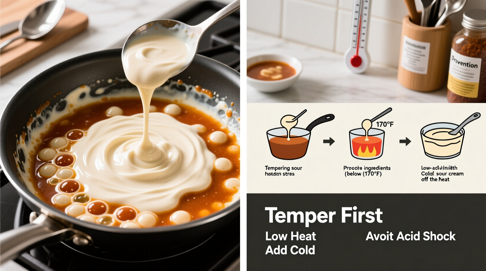 why is my sour cream separating in sauces and how to prevent curdling