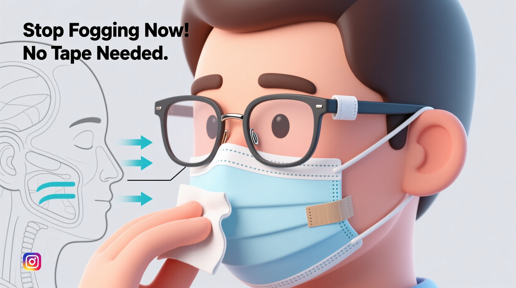 how to stop your glasses from fogging up under a face mask without tape