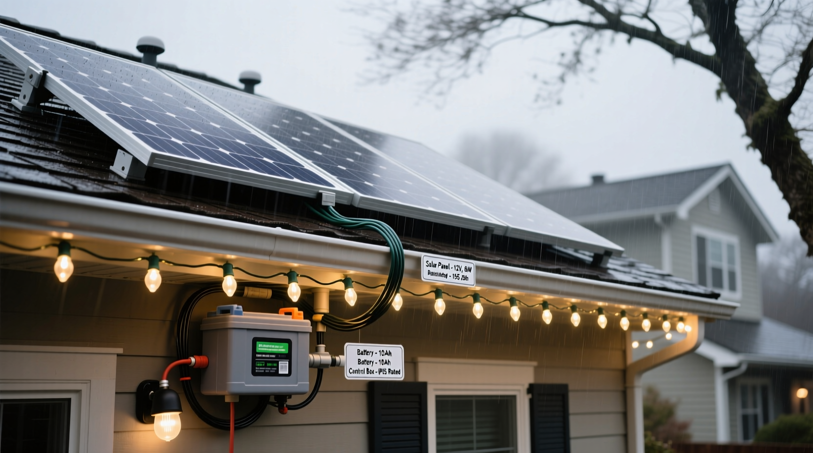how to set up a solar christmas light array that works in cloudy climates