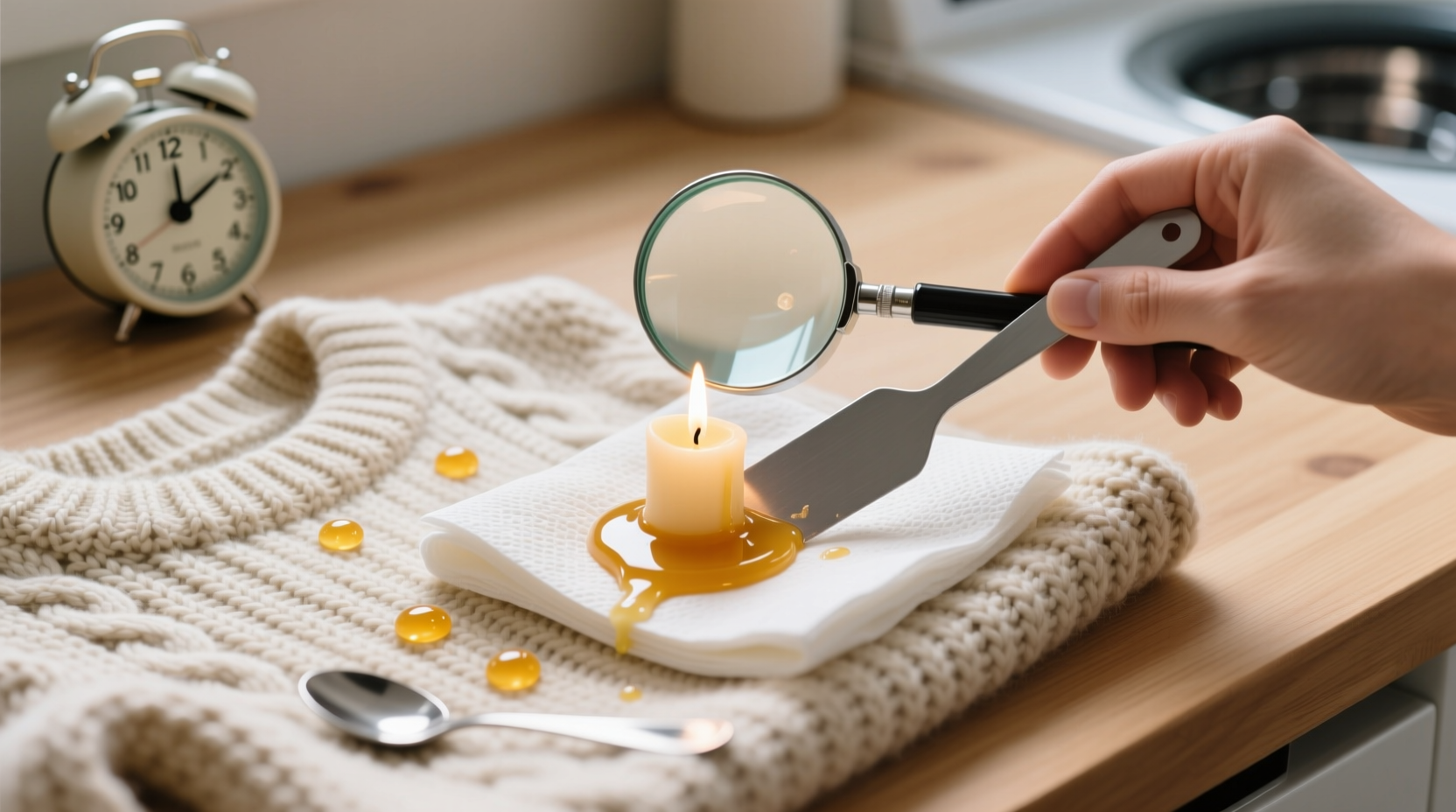 how to remove candle wax from a knit sweater
