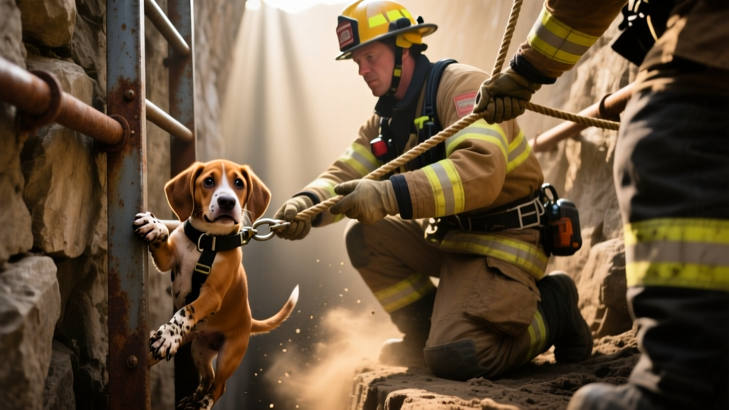 First Responders Save Dusty the Hound Pup from the Bottom of a 40-Foot Mine Shaft