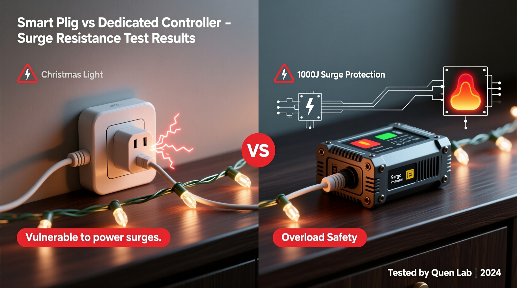 smart plug christmas light setup vs dedicated light controller which handles surges better