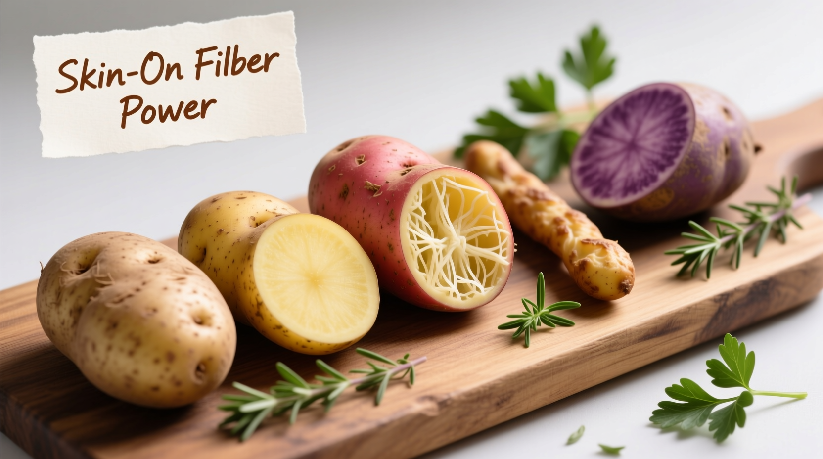 Potato varieties showing skin-on fiber benefits