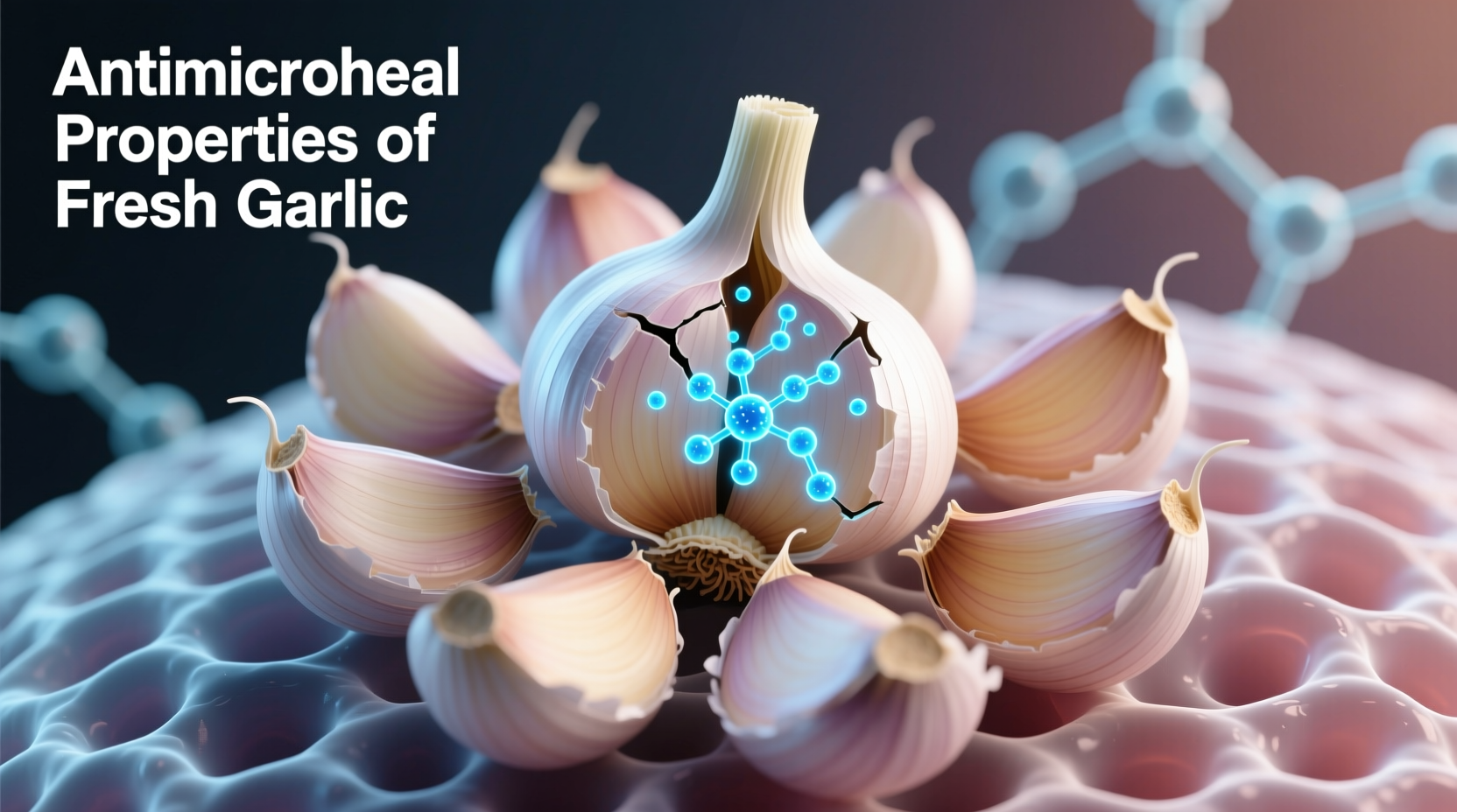 Fresh garlic cloves showing antimicrobial properties