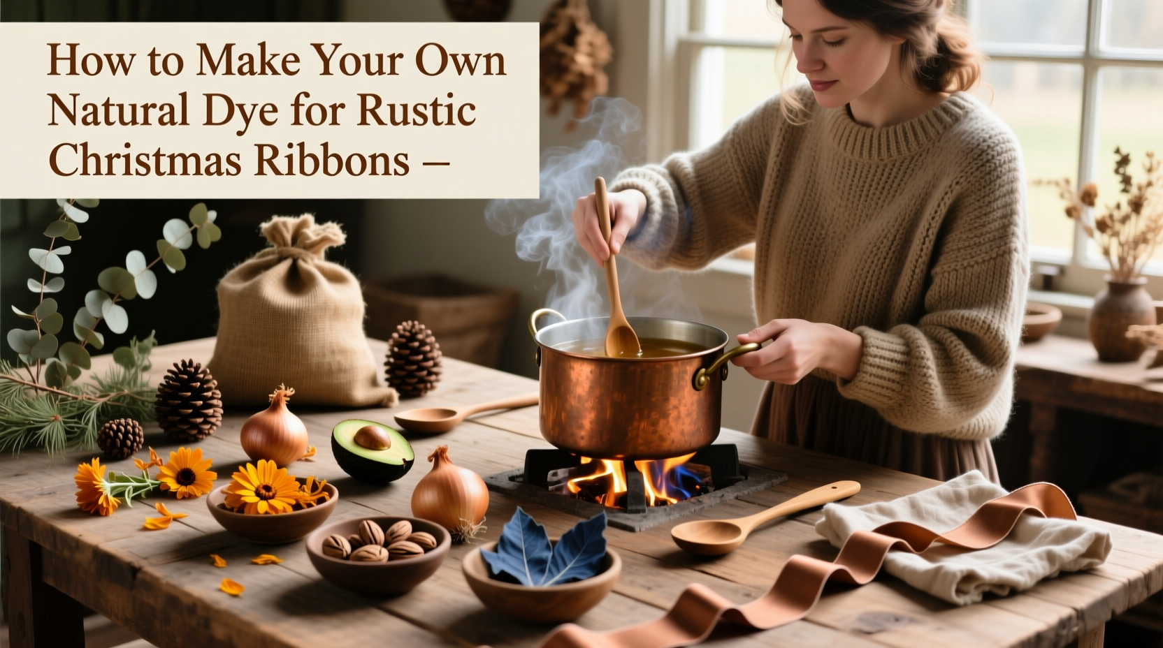 how to make your own natural dye for rustic christmas ribbons