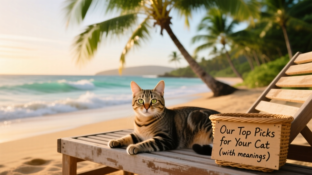 A serene Hawaiian beach with palm trees and gentle waves, evoking the peaceful spirit of the islands