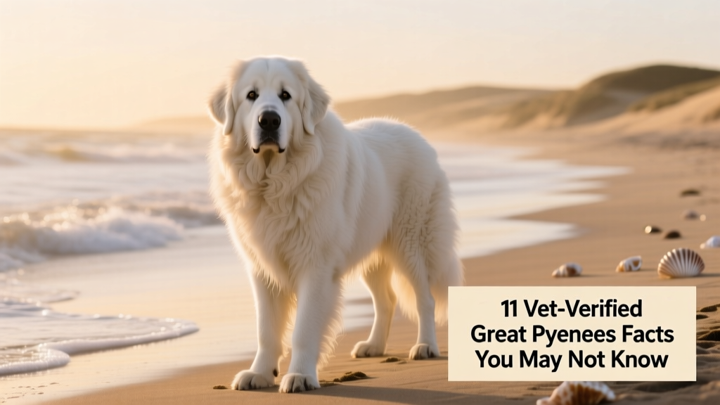 great pyrenees dog standing at the beach