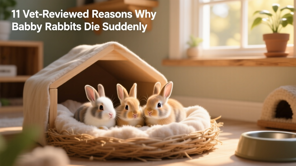 Clean, warm nesting box with soft bedding and healthy-looking kits