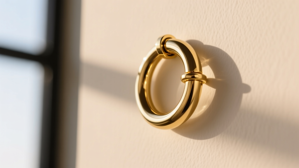 A 14-gauge 30mm gold clicker hoop in a helix piercing, highlighting the seamless hinge mechanism in soft natural daylight.