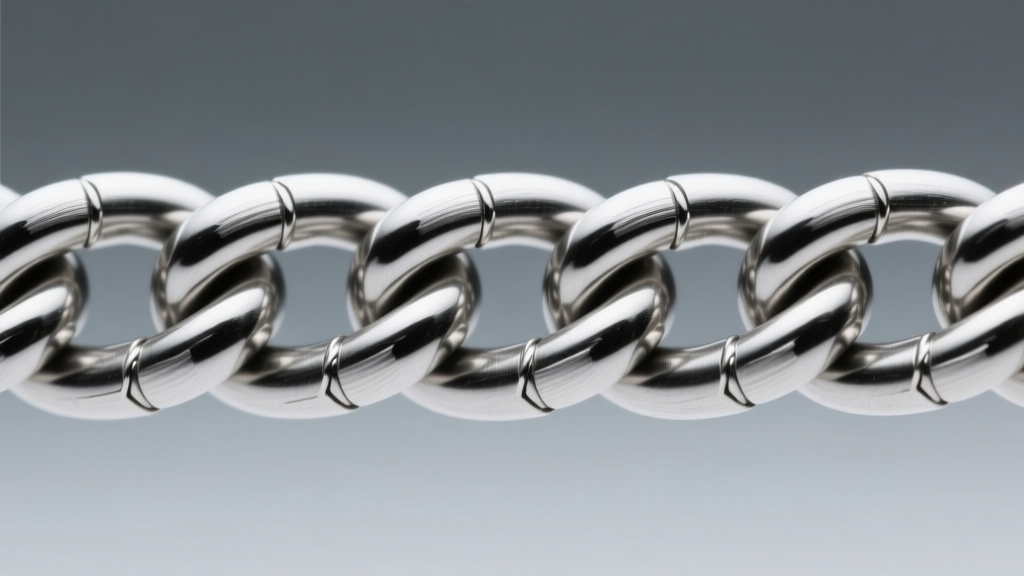 Macro shot of 316L stainless steel wheat chain weave highlighting interlocking links and solder points in studio lighting