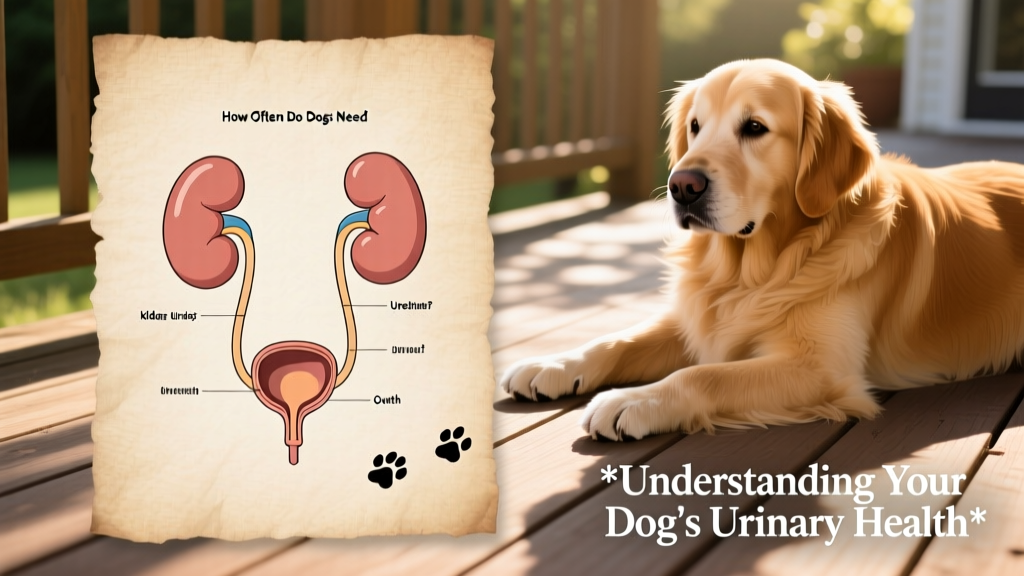 Diagram showing canine urinary anatomy: kidneys, ureters, bladder, and urethra