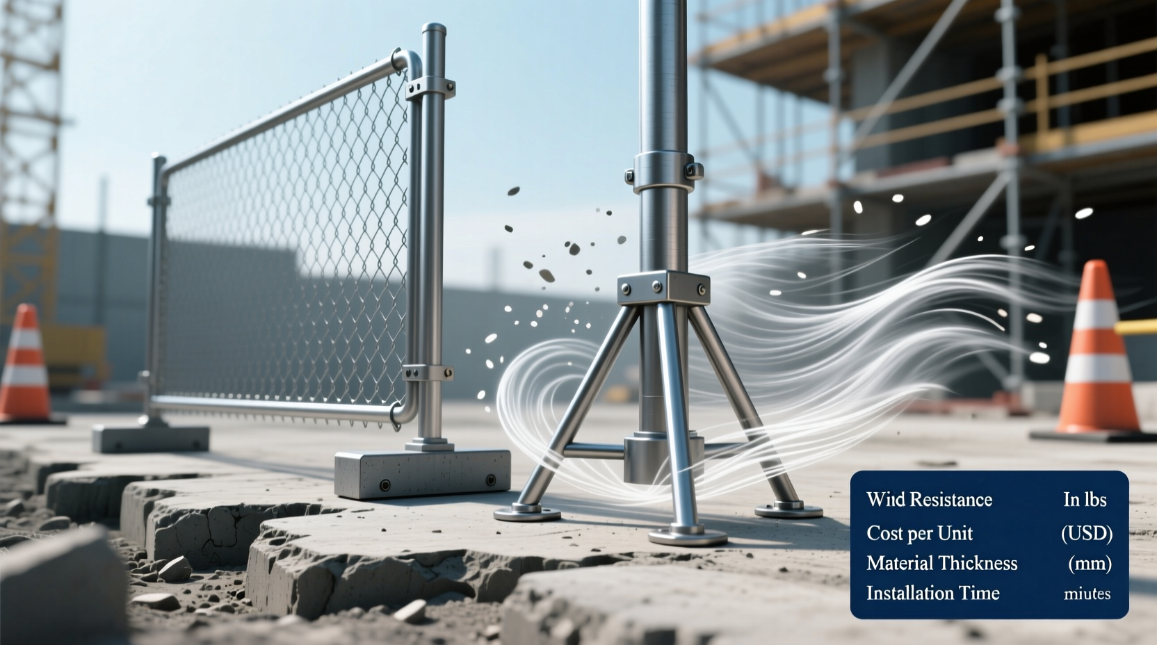 best temporary fence metal feet