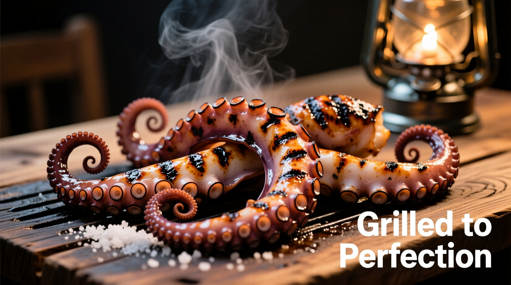 Perfectly grilled octopus tentacles with char marks