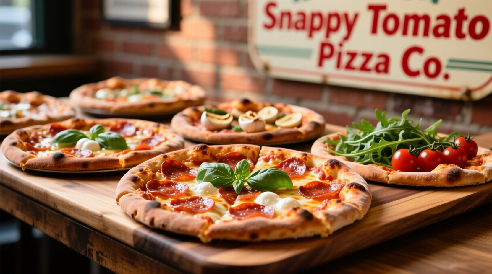 Snappy Tomato Pizza Co specialty pizza selection