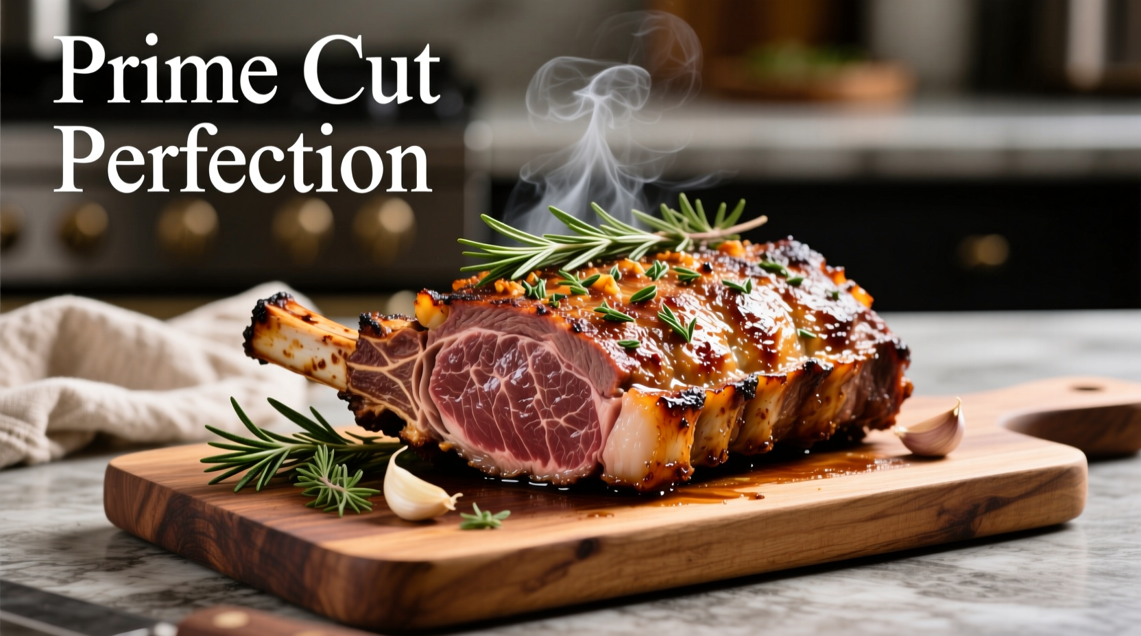 Perfectly cooked small prime rib with herb crust