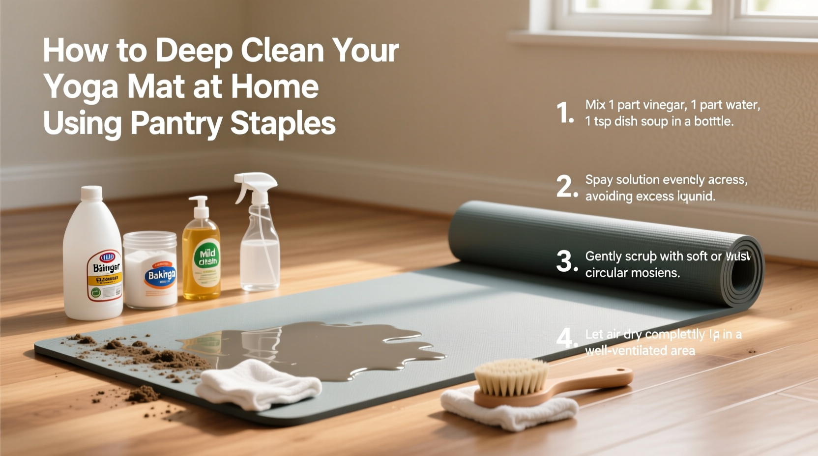 how to deep clean your yoga mat at home using pantry staples