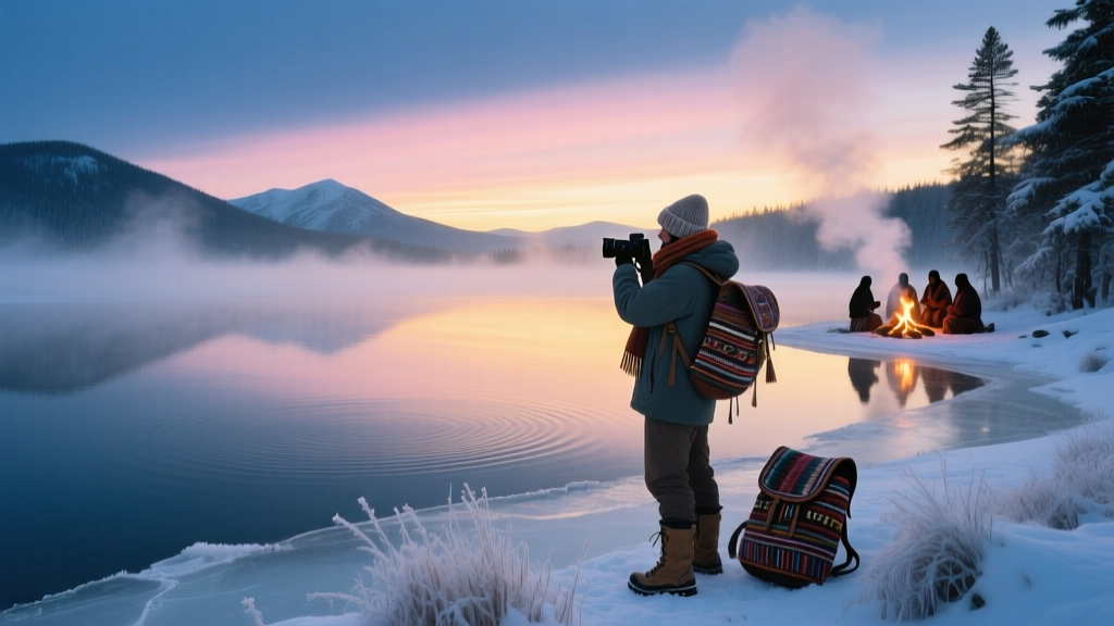 Snow Sunrise: Witnessing Dawn Light on Crater Lake’s Frozen Rim