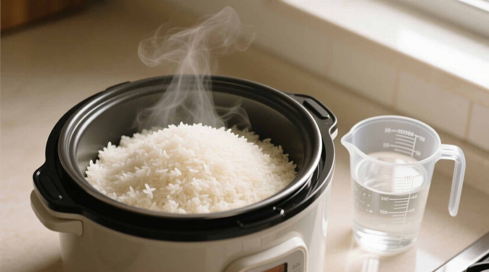 Perfect fluffy rice in slow cooker with measuring cup