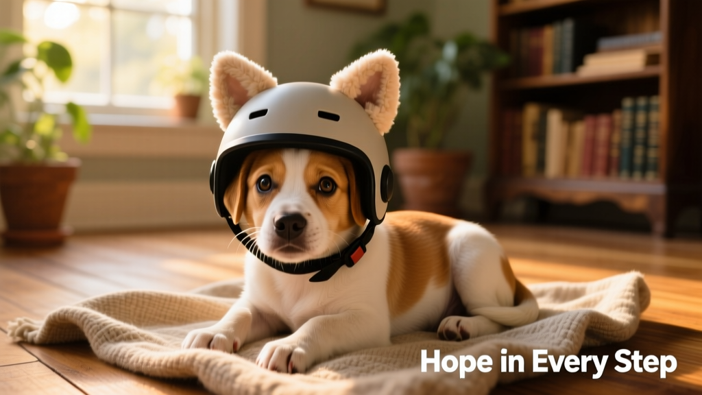 Adorable Special Needs Puppy Has Her Helmet Outfitted With Cat Ears