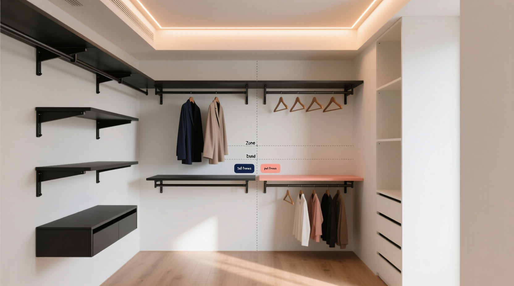 closet organization for petite vs tall frames