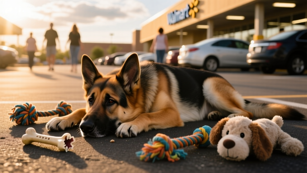 German Shepherd Abandoned at Walmart With His Toys Has People Heartbroken