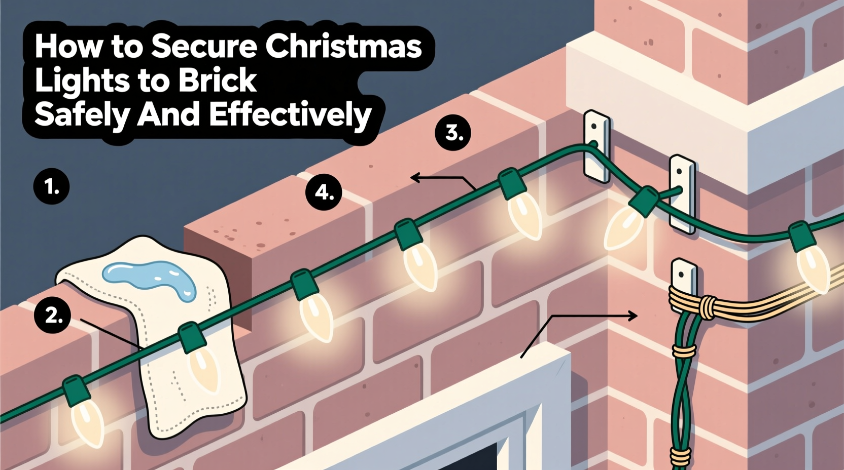 how to secure christmas lights to brick