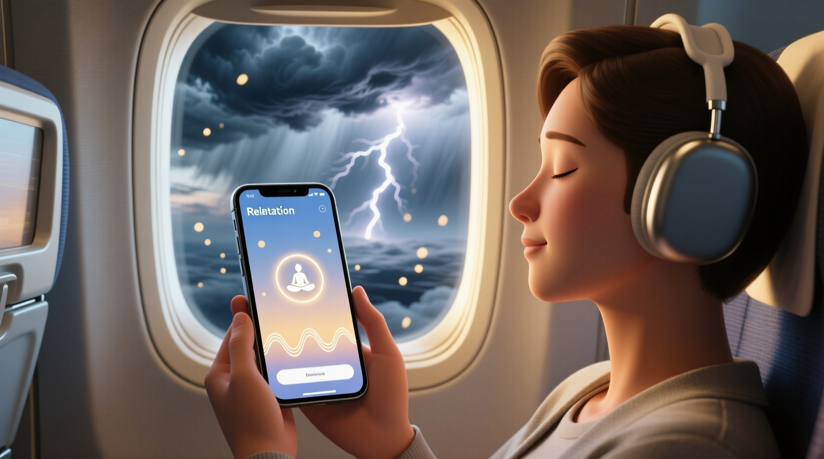 use relaxation and meditation apps during turbulence