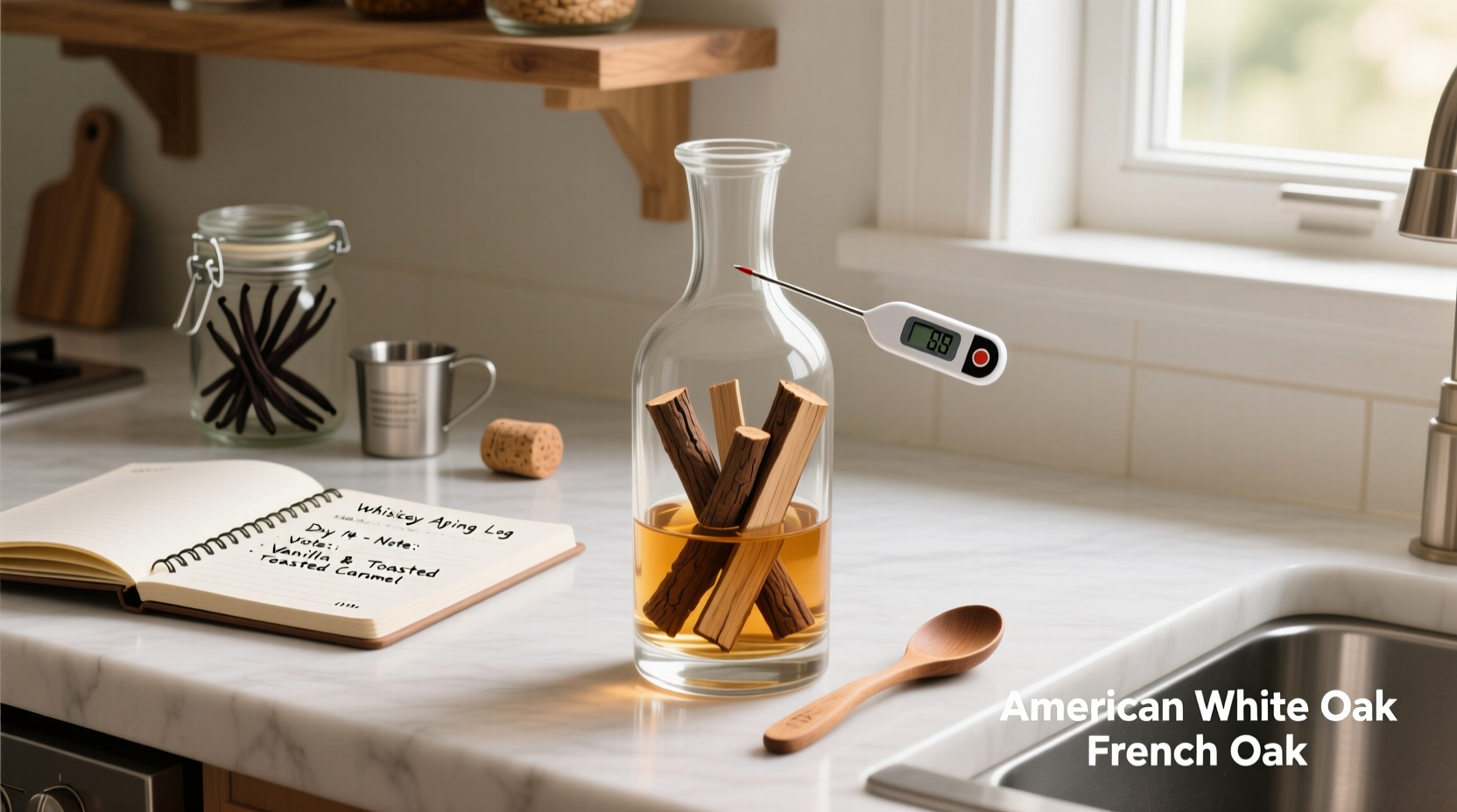 how to age whiskey at home using small oak staves safely