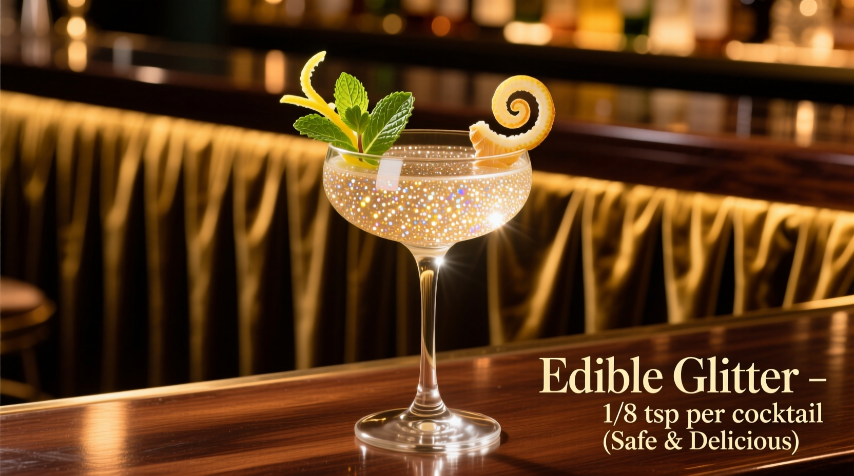 edible glitter in cocktails safe for consumption and how much to use